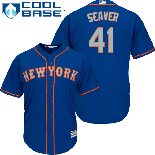 Mets #41 Tom Seaver Blue(Grey NO.) Cool Base Stitched Youth MLB Jersey